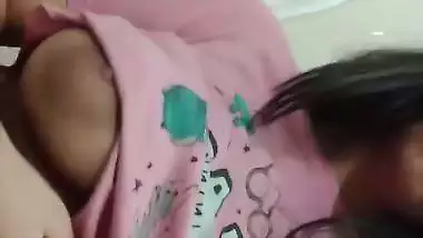 Big boobs cute girl in glasses showing topless body