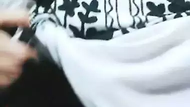 Desi girl in glasses plays with her soft boobs